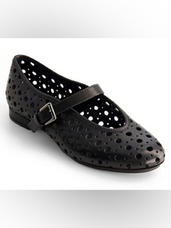 Bernardo Shoes - BERNARDO Borden Mary Jane Perforated Leather Buckled Flats